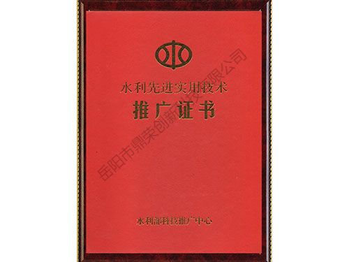 水利先進實用技術(shù)推廣證書 水利先進實用技術(shù)推廣證書